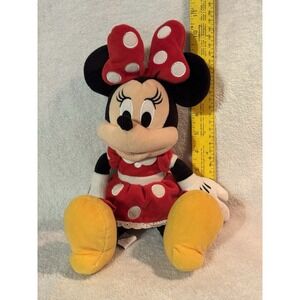 Disney Minnie Mouse Plush Doll 14" Red Polka Dot Dress Bow Yellow Shoes Stuffed